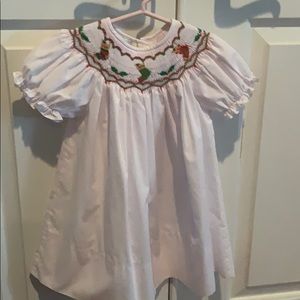 Smocked Christmas stocking dress 12M